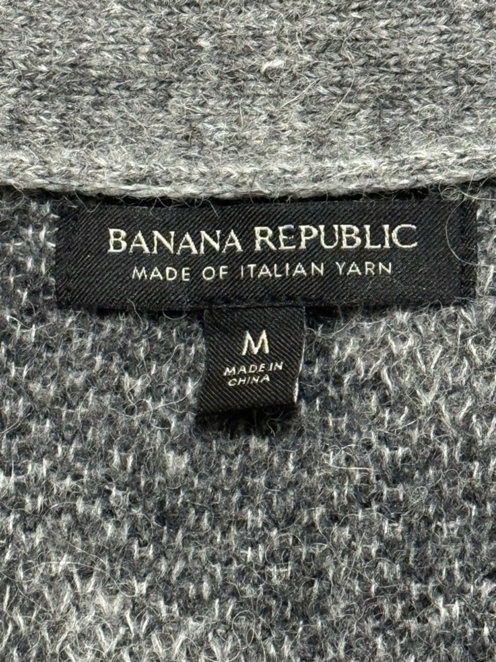 Banana Republic Sz M oversized grey/black alpaca blend zebra-print knit cardigan - Picture 6 of 13